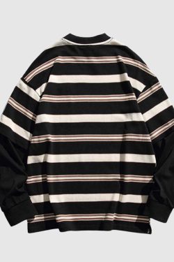 Style Core Aesthetics, New Style Trends Striped Two-Layered Cityboy Sweatshirt