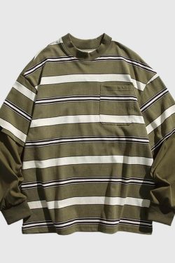 Style Core Aesthetics, New Style Trends Striped Two-Layered Cityboy Sweatshirt