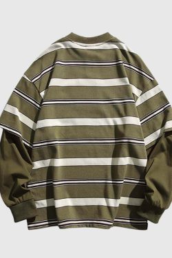 Style Core Aesthetics, New Style Trends Striped Two-Layered Cityboy Sweatshirt