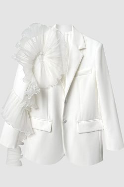 Style Core Aesthetics, New Style Trends Stylish Mesh Ruffle Decor Blazer