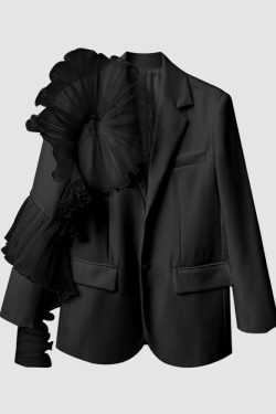Style Core Aesthetics, New Style Trends Stylish Mesh Ruffle Decor Blazer