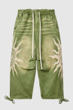Style Core Aesthetics, New Style Trends Sun Graphic Drawstring Pants