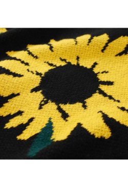 Style Core Aesthetics, New Style Trends Sunflower Pattern Embroidery Knit Sweater