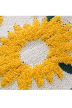 Style Core Aesthetics, New Style Trends Sunflower Pattern Embroidery Sweater