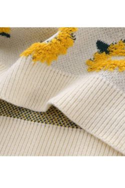 Style Core Aesthetics, New Style Trends Sunflower Pattern Embroidery Sweater