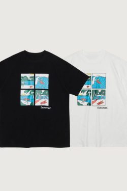 Style Core Aesthetics, New Style Trends Surf Print Couple Tee