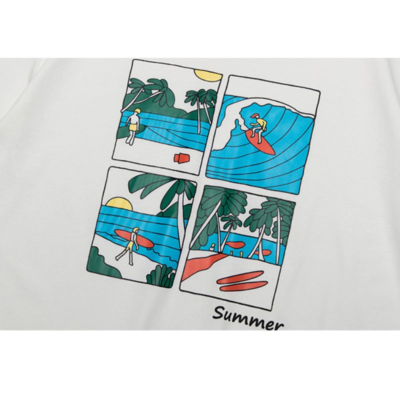 Style Core Aesthetics, New Style Trends Surf Print Couple Tee Style Core Aesthetics, New Style Trends Surf Print Couple Tee