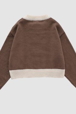 Style Core Aesthetics, New Style Trends Sweet Bow & Flower Print Cropped Sweater