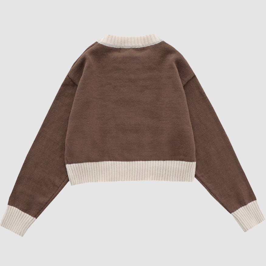 Style Core Aesthetics, New Style Trends Sweet Bow & Flower Print Cropped Sweater Style Core Aesthetics, New Style Trends Sweet Bow & Flower Print Cropped Sweater