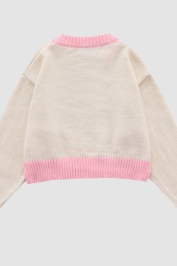 Style Core Aesthetics, New Style Trends Sweet Bow & Flower Print Cropped Sweater