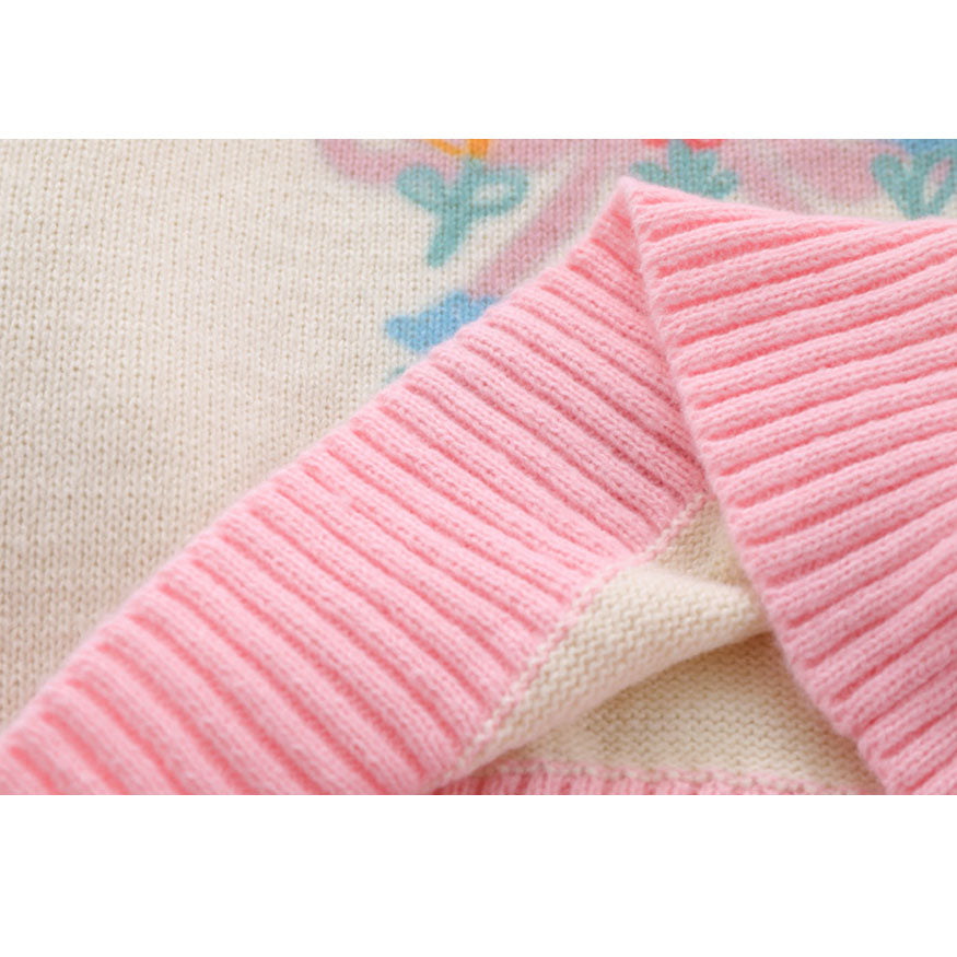 Style Core Aesthetics, New Style Trends Sweet Bow & Flower Print Cropped Sweater Style Core Aesthetics, New Style Trends Sweet Bow & Flower Print Cropped Sweater