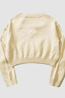 Style Core Aesthetics, New Style Trends Tassel Letter Embroidery Halter Neck Cropped Sweater