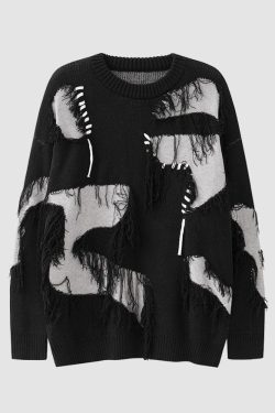 Style Core Aesthetics, New Style Trends Tassel Rope Stitching Sweater
