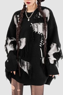 Style Core Aesthetics, New Style Trends Tassel Rope Stitching Sweater