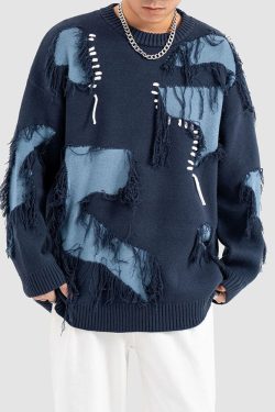 Style Core Aesthetics, New Style Trends Tassel Rope Stitching Sweater