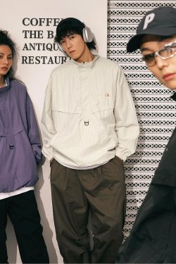 Style Core Aesthetics, New Style Trends Textured Half-Zip Tactical Windbreakers