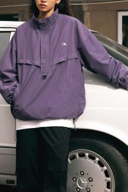 Style Core Aesthetics, New Style Trends Textured Half-Zip Tactical Windbreakers