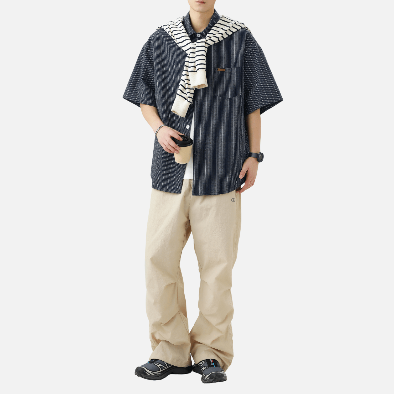 Style Core Aesthetics, New Style Trends Textured Stripe Short-Sleeve Shirt Style Core Aesthetics, New Style Trends Textured Stripe Short-Sleeve Shirt