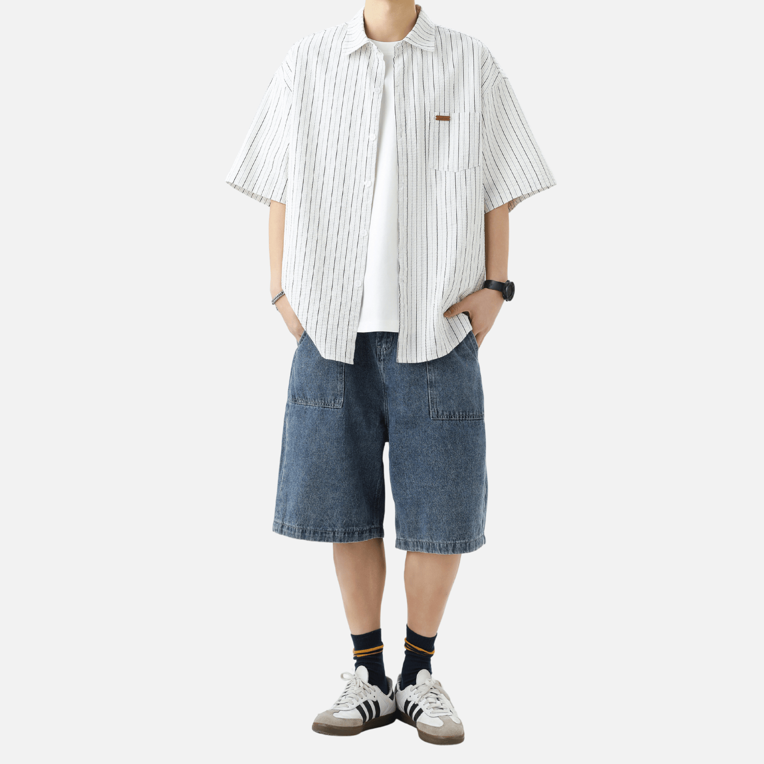Style Core Aesthetics, New Style Trends Textured Stripe Short-Sleeve Shirt Style Core Aesthetics, New Style Trends Textured Stripe Short-Sleeve Shirt