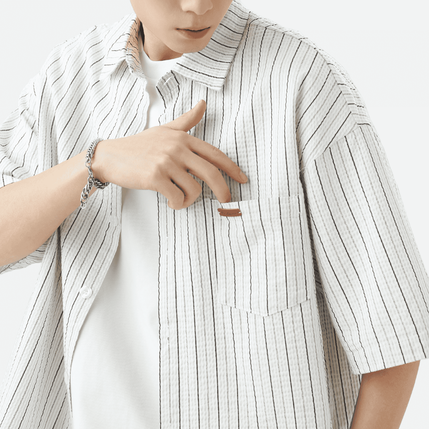 Style Core Aesthetics, New Style Trends Textured Stripe Short-Sleeve Shirt Style Core Aesthetics, New Style Trends Textured Stripe Short-Sleeve Shirt