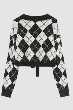 Style Core Aesthetics, New Style Trends Tie + Argyle Pattern Cropped Sweater
