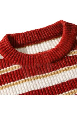Style Core Aesthetics, New Style Trends Timeless Hues Patchwork Stripe Knit Pullover