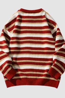 Style Core Aesthetics, New Style Trends Timeless Hues Patchwork Stripe Knit Pullover
