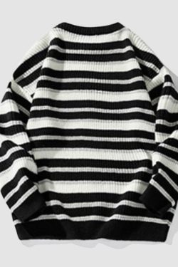Style Core Aesthetics, New Style Trends Timeless Hues Patchwork Stripe Knit Pullover