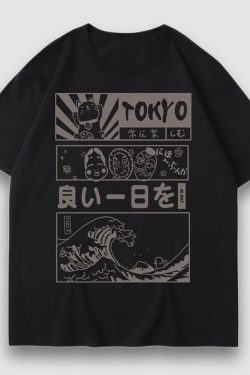 Style Core Aesthetics, New Style Trends Tokyo Style Cartoon Print Tee