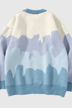 Style Core Aesthetics, New Style Trends Tree Pattern Color-blocked Pullover