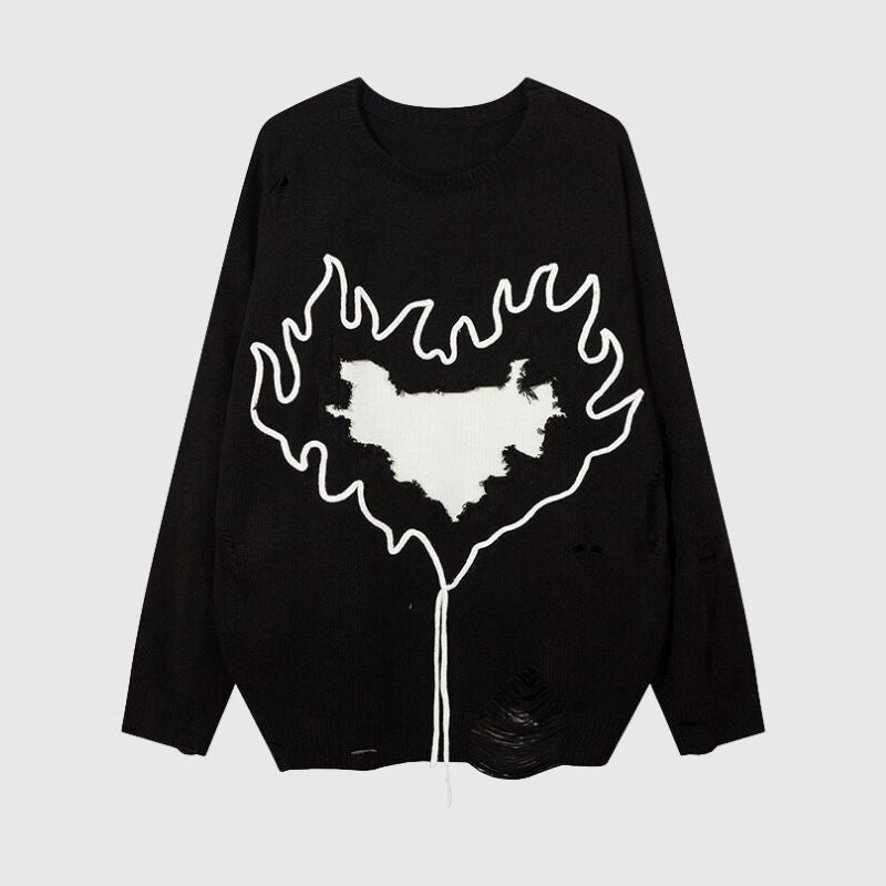 Style Core Aesthetics, New Style Trends Trendy Heart-Embossed Loose Knit Sweater Style Core Aesthetics, New Style Trends Trendy Heart-Embossed Loose Knit Sweater