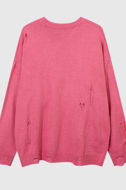 Style Core Aesthetics, New Style Trends Trendy Heart-Embossed Loose Knit Sweater