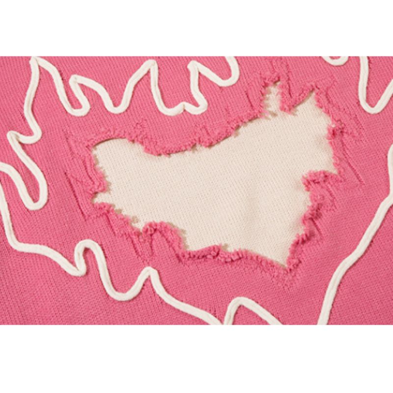 Style Core Aesthetics, New Style Trends Trendy Heart-Embossed Loose Knit Sweater Style Core Aesthetics, New Style Trends Trendy Heart-Embossed Loose Knit Sweater