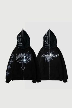 Style Core Aesthetics, New Style Trends Trendy Hip-Hop Metal-Zip Hoodie