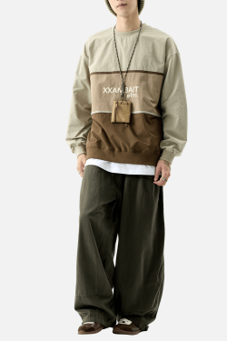 Style Core Aesthetics, New Style Trends Tricolor Stripe Patchwork Sweatshirt