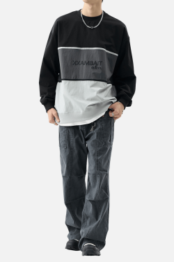 Style Core Aesthetics, New Style Trends Tricolor Stripe Patchwork Sweatshirt