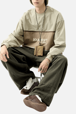 Style Core Aesthetics, New Style Trends Tricolor Stripe Patchwork Sweatshirt