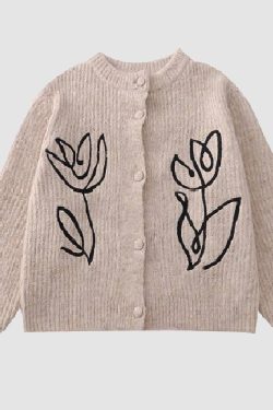 Style Core Aesthetics, New Style Trends Tulip Embroidery Cardigan Sweater