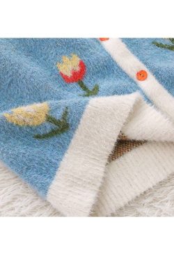 Style Core Aesthetics, New Style Trends Tulip Pattern Button Down Cardigan Sweater