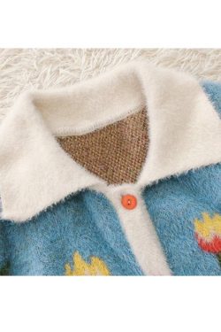 Style Core Aesthetics, New Style Trends Tulip Pattern Button Down Cardigan Sweater