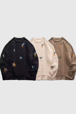 Style Core Aesthetics, New Style Trends Twist Embroidered Knit Pullover