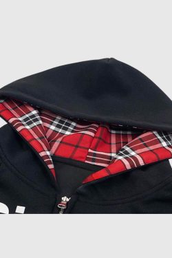 Style Core Aesthetics, New Style Trends Two-Layer Plaid Hoodies