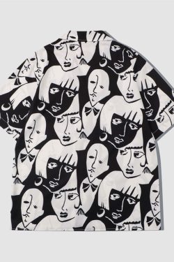 Style Core Aesthetics, New Style Trends Two Piece Abstract Figure Painting Shirt + Shorts