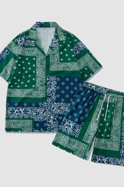 Style Core Aesthetics, New Style Trends Two Piece Cashew Floral Print Shirt + Shorts