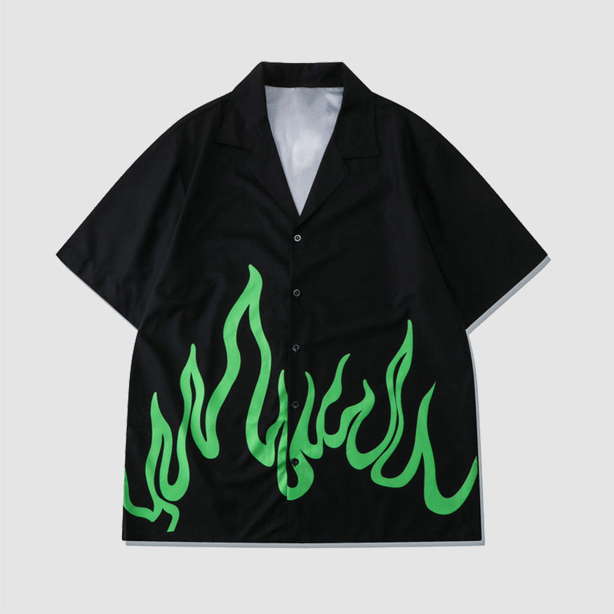 Style Core Aesthetics, New Style Trends Two Piece Flame Print Shirt + Shorts Style Core Aesthetics, New Style Trends Two Piece Flame Print Shirt + Shorts