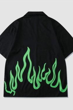 Style Core Aesthetics, New Style Trends Two Piece Flame Print Shirt + Shorts