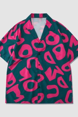 Style Core Aesthetics, New Style Trends Two Piece Irregular Letters Print Shirt + Shorts