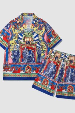 Style Core Aesthetics, New Style Trends Two Piece Mysterious Pattern Shirt + Shorts