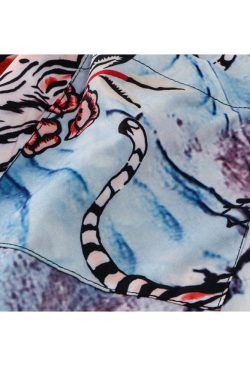 Style Core Aesthetics, New Style Trends Two Piece Tiger & Rose Print Shirt + Shorts