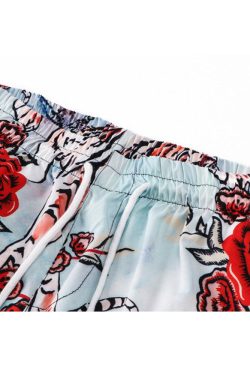 Style Core Aesthetics, New Style Trends Two Piece Tiger & Rose Print Shirt + Shorts